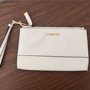 Calvin Klein Cream Wristlet Clutch